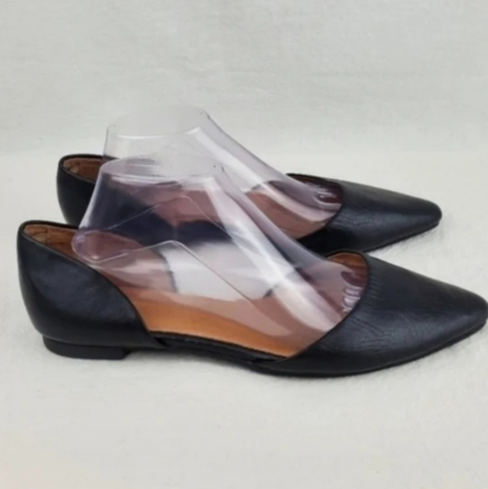 J.Jill black leather D'Orsay point flat loafers Size 11